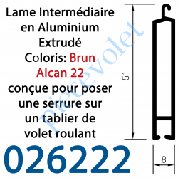 026222 Lame Intermédiaire Aluminium 51 x 8 mm Coloris Brun Alcan 22