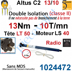 1024472 Moteur Altus C2 13/10 Rts Avec Tête LT 50 sans Mds Double Isolation Classe II
