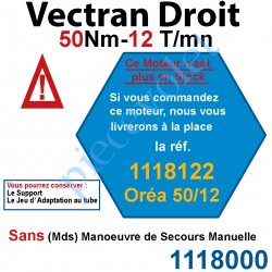 1118000 Moteur Vectran Droit 50/12 SLT 50 sans Mds pour Store Cassette