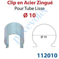 112010 Clip en Acier Zingué pour Tube Lisse ø 10 mm