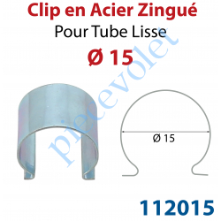 112015 Clip en Acier Zingué pour Tube Lisse ø 15 mm