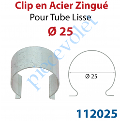 112025 Clip en Acier Zingué pour Tube Lisse ø 25 mm