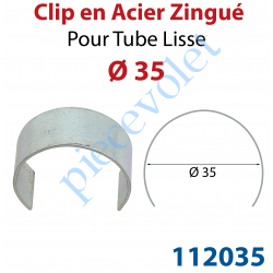 112035 Clip en Acier Zingué pour Tube Lisse ø 35 mm