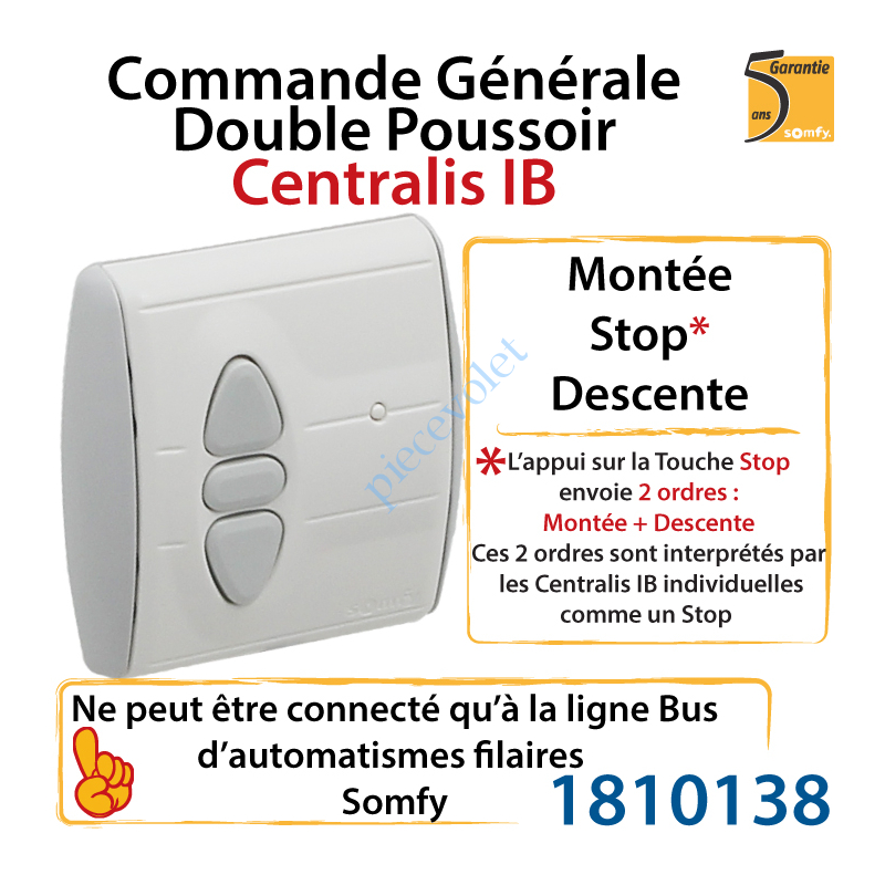 1810138 Commande Générale Centralis IB (Internal Bus) Fonction Double Poussoir