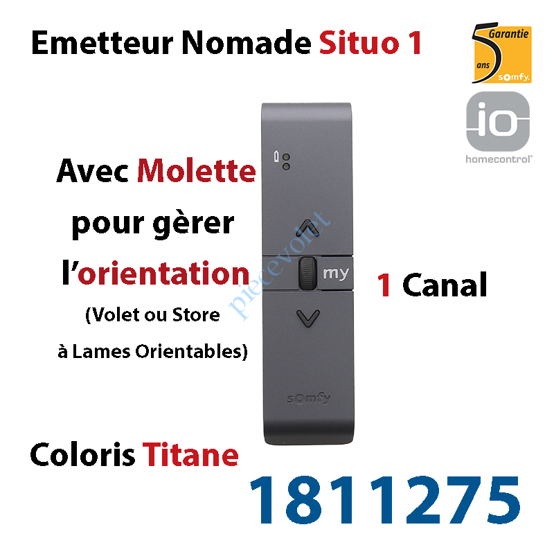 1811275 Emetteur Nomade Situo 1 Titane io Avec Molette pour Variation 1 Canal 1 Voie
