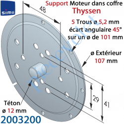 2003200 Support Moteur T5 de Forme Ronde à Téton ø pour Thyssen