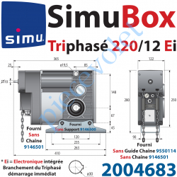 2004683 Moteur SimuBox 220/12 Triphasé Arbre Creux ø 30 Av Electronique Intégrée Av Mds Carré 10 Mâle ou Chaîne