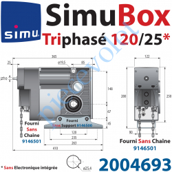 2004693 Moteur SimuBox 120/25 Triphasé Arbre Creux diamètre 25,4 Sans Electronique Intégrée Avec Mds Carré 10 Mâle ou Chaîne