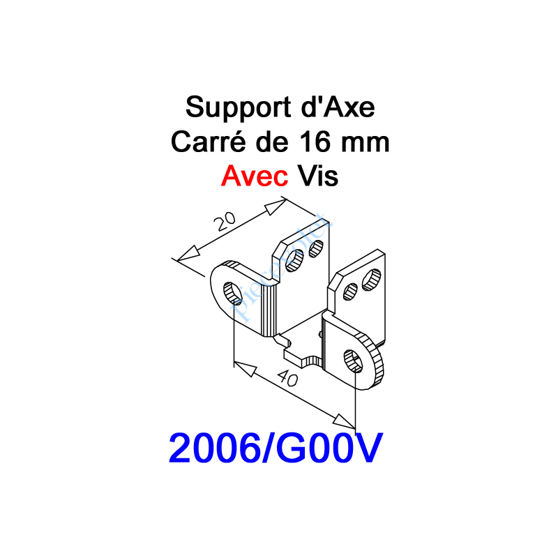 2006/G00V Support d'Axe en Carré de 16 Avec Vis 5 x 25 de Serrage du Carré