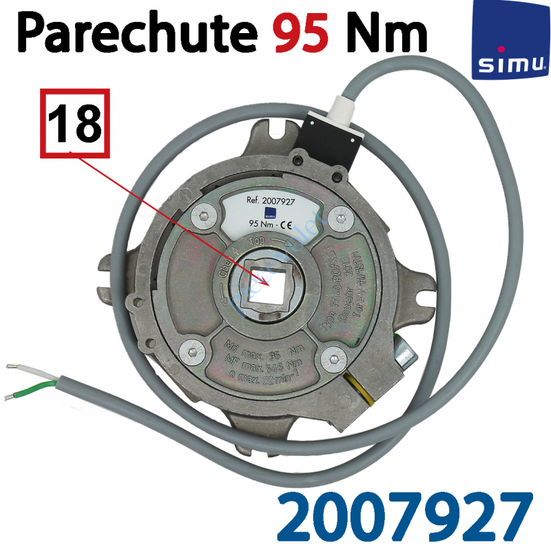 2007927 Parechute Sécurité Réarmable 95 Nm Entraîn Carré 18 mm Av Cont Sécu Câb Lg 1m Ss Viss