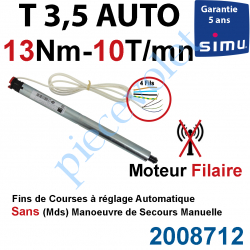 2008712 Moteur Filaire Avec FdC à Réglage Automatique sur Butées Mécaniques 13/10 sans Carré T3,5 sans Mds