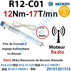 20101201310 Moteur Radio R12-C01 ou R12-C PROF+ Avec FdC à Réglage Automatique ou Manuel 12/17 sans Mds