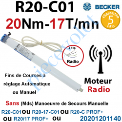 20201201140 Moteur Radio R20-C01 ou R20-C PROF+ Avec FdC à Réglage Automatique ou Manuel 20/17 sans Mds
