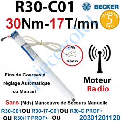 20301201120 Moteur Radio R30-C01 ou R30-C PROF+ Avec FdC à Réglage Automatique ou Manuel 30/17 sans Mds