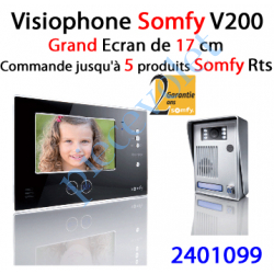 2401099 Visiophone Couleur Somfy V200 2 Fils Avec Emetteur Rts Intégré Version Noire