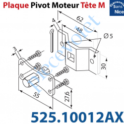 525.10012/AX Pivot Carré 10 à Fix Mot Nice Tête M Av Etrier 2 Trø5 entr'axes 48 Cpl Max 30 Nm