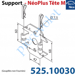 525.10030 Support Nice Néoplus Tête M Métal 100x100 multi entr'axes 4 Angles Encochés Légérement