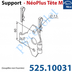 525.10031 Support Nice Néoplus Tête M Métal 100x100 multi entr'axes 4 Angles Encochés Fortement