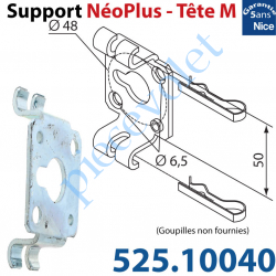 525.10040 Support Nice Néoplus Tête M Métallique 2 Trous Fraisés ø 6,5 entr'axes 48 mm