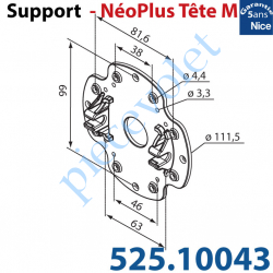 525.10043 Support Nice Néoplus Tête M Clipée Plastique multi entr'axes pour Joues Zurflüh-Feller