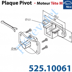 525.10061 Pivot Carré 10 à Fix Mot Nice Tête M Av Cous 2 Trø5,5 entr'axes 48 Cpl Max 30 Nm