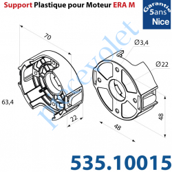 535.10015 Support Plastique Nice Era Tête M Percé de 4 Trous diamètre 3,2 mm entr'axes 48 mm pour Vis Plastite