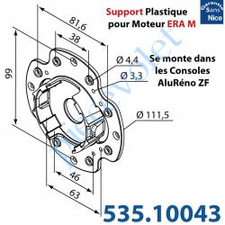 535.10043 Support Plastique Nice Era Tête M Percé pour pouvoir se monter dans les consoles Aluréno