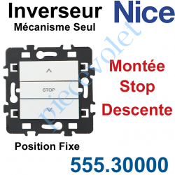 555.30000 Inverseur Nice Montée-Stop-Descente Mécanisme Seul à Encastrer à Position Fixe Blanc