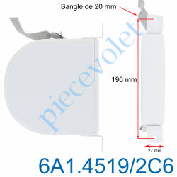 6A1.4519/2C6 Enrouleur Pivotant de Sangle Blanc Largeur 20 mm Longueur 6m