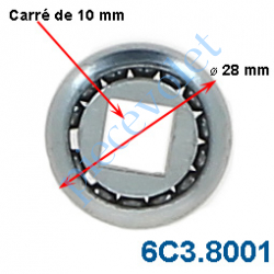 6C3.8001 Roulement à Billes Acier Noyau Acier Carré de10 mm - ø Ext 28 mm Déport 2 mm