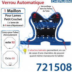 721508 Verrou Automatique d'1 Maillon à Verrouiller dans tubes Octo 52 ou 60 percés entre-axes 60 mm pour Lame 8-9 mm d'épaisseu