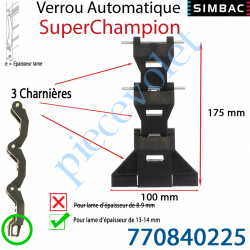 770840225 Verrou Automatique Super Champion de 3 Charnières pour Lame 13-14 mm d'épaisseur