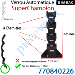 770840226 Verrou Automatique Super Champion de 4 Charnières pour Lame 13-14 mm d'épaisseur