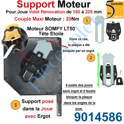 9014586 Support Moteur LT 50, Universel pour Joue Zamac de 180 à 205 mm