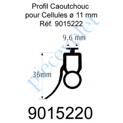 9015220 Profil Caoutchouc de Barre Palpeuse Optique avec Joint à Lèvre Larg 14 x Haut 36 mm Talon 9,6 mm