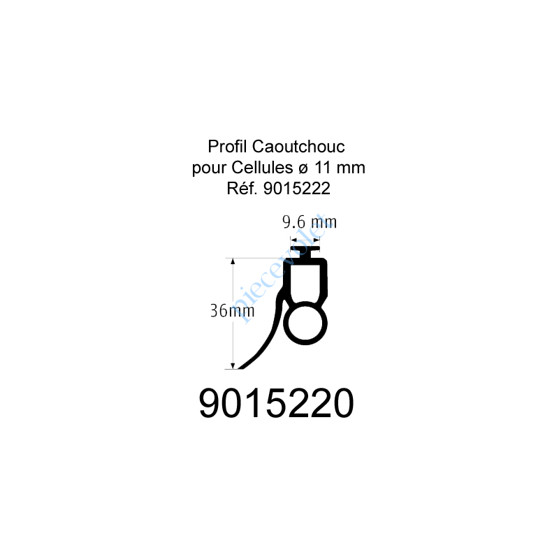 9015220 Profil Caoutchouc de Barre Palpeuse Optique avec Joint à Lèvre Larg 14 x Haut 36 mm Talon 9,6 mm