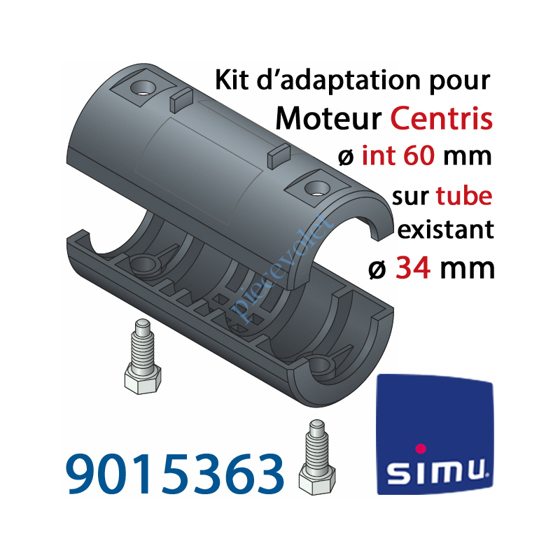 9015363 Kit d'Adaptation pour Moteur Central Simu Centris ø 60 mm au Tube ø 34 mm