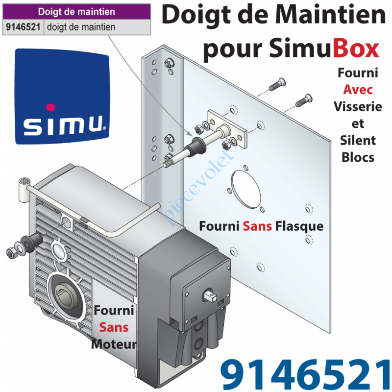 9146521 Doigt de Maintien pour Simubox Avec SilentBloc & Visserie