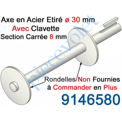 9146580 Axe Rond en Acier Etiré ø 30 x 450 mm livré Avec Clavette pour Parechute 2007931