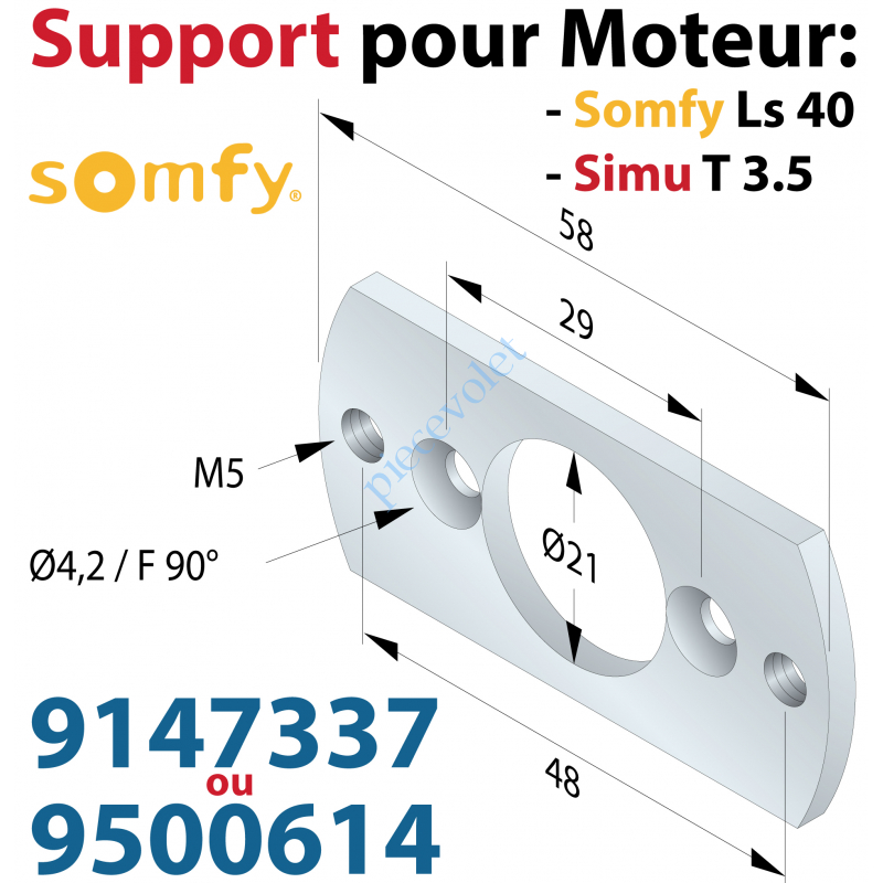 9147337 Plaque Support pour Moteur Ls 40 Livrée avec 2 Vis Plastite n°7 Cple Maxi 13 Nm