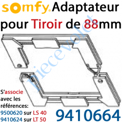 9410664 Système d'Adaptation du Tiroir 9500620 de 68 mm en Tiroir de 88 mm