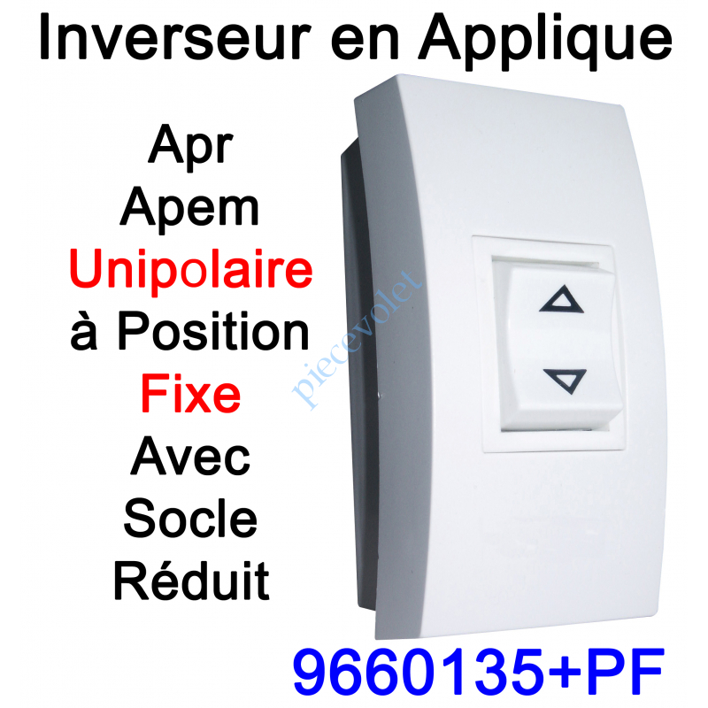 9660135+PF Inverseur Apr-Apem Unipolaire à Position Fixe avec Socle Réduit pour Pose en Applique