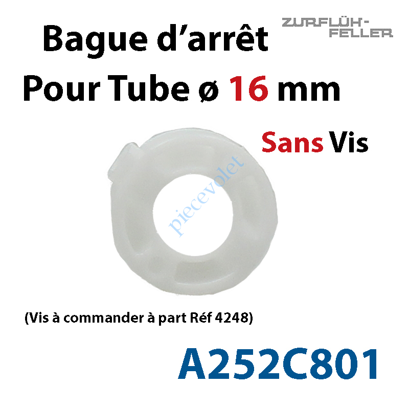 A252C801 Bague d'Arrêt pour Tube ø 16 mm Limite le Déport du Télescopique