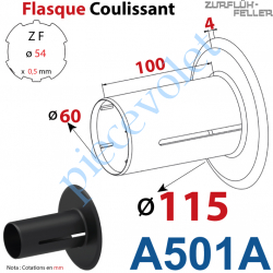 A501A Flasque Coulissant ø 115 mm pour Tube Zf 54