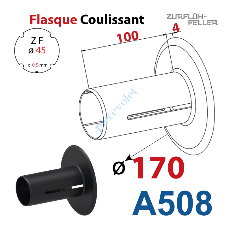 A508 Flasque Coulissant ø 170 mm pour Tube Zf 45