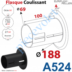 A524 Flasque Coulissant ø 188 mm pour Tubes Zf 64, Deprat 62 & Octo 60
