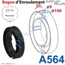 A564 Bague Nylon Largeur 20 mm avec 2 Trous ø 9  pour tube ZF 64 ø Ext 100 mm