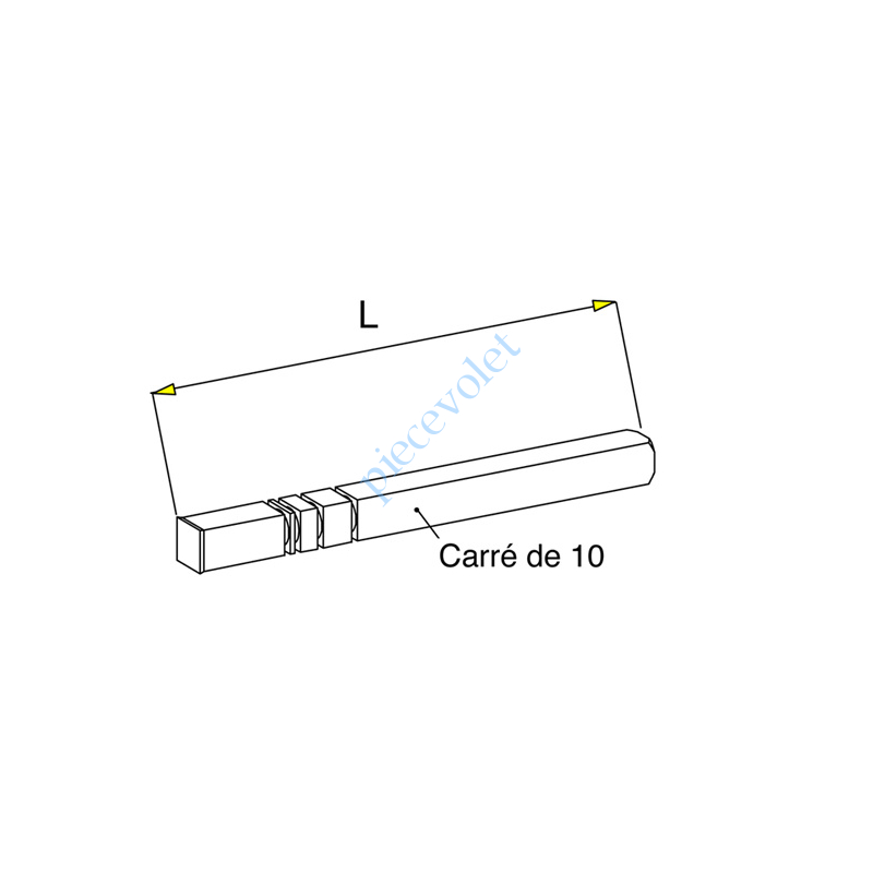 A605A Axe Carré de 10 Lg 220 mm