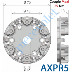 AXPR5 Support Moteur Axial XQ50 Couple Maxi 30 Nm Fixation entr'axes 48 mm 