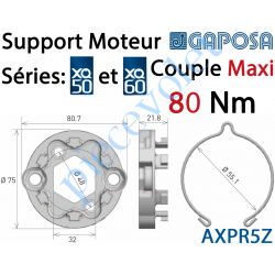 AXPR5Z Support Moteur Axial XQ50 et XQ60 Fixation entr'axes 48 mm Avec Anneau d'Arrêt